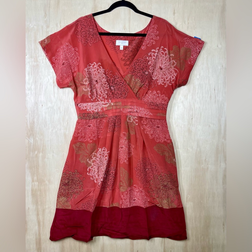 Anthropologie Moulinette Seour Silk Salmon Floral Print Size 12